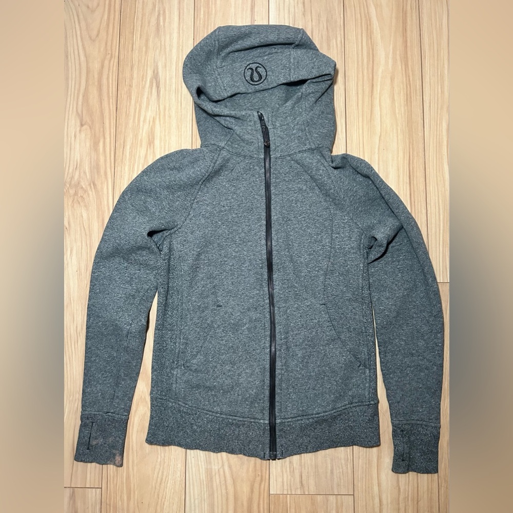 Lululemon Scuba Hoodie Light Cotton Fleece Heathered Speckled Black